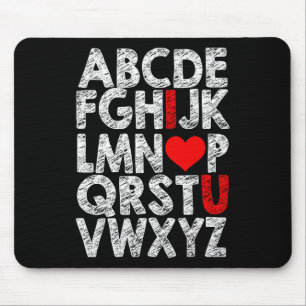 Tapis De Souris Alphabet Je t'aime Graphique avec surlignage de cœ