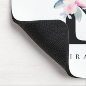 TAPIS DE SOURIS ALPHABÈTES FLORAUX BLEU DOUX NOM LETTRE K (Coin)