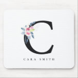 TAPIS DE SOURIS ALPHABÈTES FLORAUX BLEUS DOUX NOM LETTRE C<br><div class="desc">Si vous avez besoin d'une personnalisation supplémentaire,  n'hésitez pas à m'envoyer un message sur yellowfebstudio@gmail.com .</div>