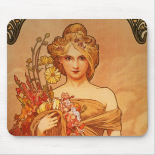 Tapis De Souris Alphonse (Alfons) Mucha Bouquet Mousepad