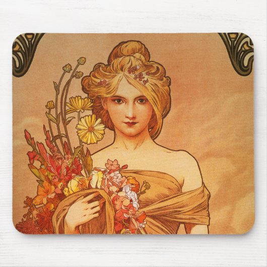 Tapis De Souris Alphonse (Alfons) Mucha Bouquet Mousepad (Devant)