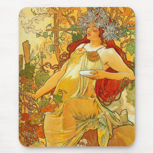 Tapis De Souris Alphonse Mucha Art Nouveau Automne
