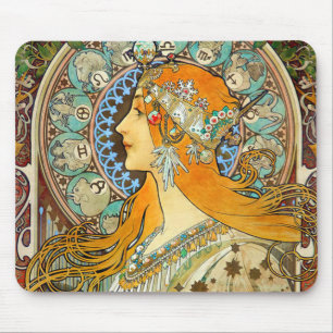 Tapis De Souris Alphonse Mucha Art Nouveau Zodiac
