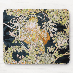 Tapis De Souris Alphonse Mucha, "Femme avec marguerite"