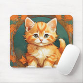 Tapis De Souris Alphonse Mucha Style Chat orange (Avec souris)