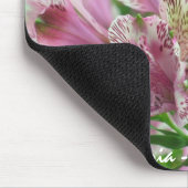 Tapis De Souris Alstromeria rose et blanc Mousepad (Coin)
