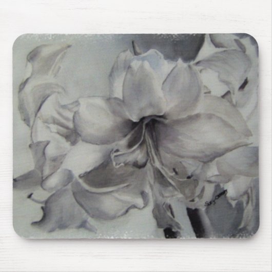 TAPIS DE SOURIS AMARYLLIS NOIR ET BLANC MOUSEPAD (Devant)