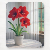 Tapis De Souris Amaryllis Rouge en Fleur (Devant)