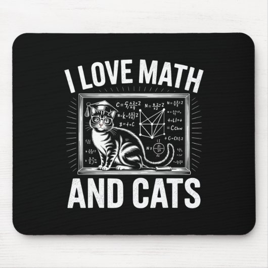 Tapis De Souris Amateur de chat de maths Prof de maths drôle J'aim (Devant)