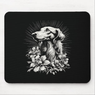 Tapis De Souris Amateur de chien Borzoi de style tatouage rétro