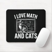 Tapis De Souris Amateur de maths de chat drôle Prof de maths J'aim (Avec souris)