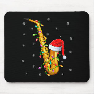 Tapis De Souris Amateur de musique de saxophone Xmas lumières Sant