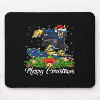 Tapis De Souris Amateur de snowboard jumelage Santa Hat Snowboard