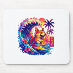 Tapis De Souris Amateurs de chiens Corgi japonais surfant sur la g
