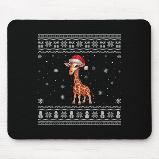 Tapis De Souris Amateurs de girafe Hommes Femmes Père Noël Vilain (Devant)