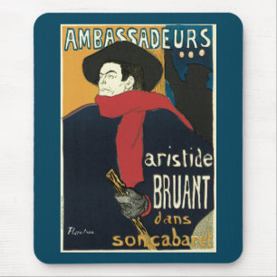 Tapis De Souris Ambassadeurs, Aristide Bruant par Toulouse Lautrec