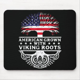 Tapis De Souris Américain Cultivé Avec Des Racines Viking Drapeau 