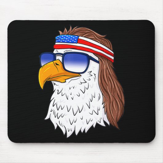 Tapis De Souris American Bald Eagle Mullet 4th Of July Funny Usa  (Devant)