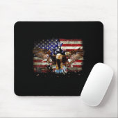Tapis De Souris American Bald Eagle Usa Flag Patriotic Eagle 4th O (Avec souris)