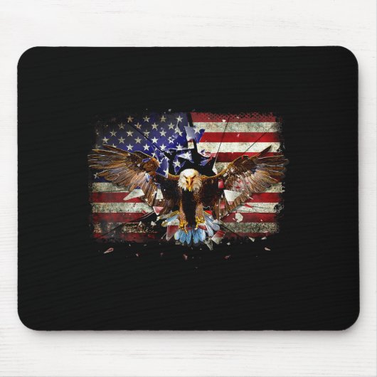 Tapis De Souris American Bald Eagle Usa Flag Patriotic Eagle 4th O (Devant)