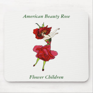Tapis De Souris American Beauty Rose, Whimsical Flowers Livre Art
