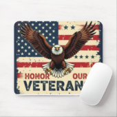Tapis De Souris American Eagle Honor Our Veterans Mousepad (Avec souris)