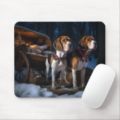 Tapis De Souris American English Foxhound Snowy Sleigh Noël (Avec souris)