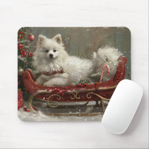 Tapis De Souris American Eskimo Chien Festif de Noël
