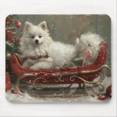 Tapis De Souris American Eskimo Chien Festif de Noël (Devant)