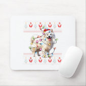 Tapis De Souris American Eskimo Dog Xmas Lights Ugly Sweater Chris (Avec souris)