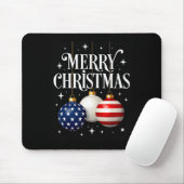 Tapis De Souris American Flag Merry Christmas Tree Baubles Us Patr (Avec souris)