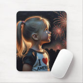 Tapis De Souris American Girl Watching Fireworks (Avec souris)