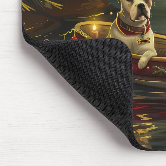Tapis De Souris American Staffordshire Noël Festival Voyage (Coin)