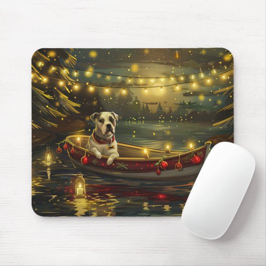 Tapis De Souris American Staffordshire Noël Festival Voyage (Avec souris)