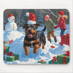 Tapis De Souris American Staffordshire Noël Festive Neige
