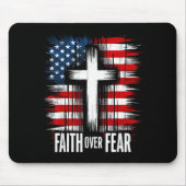 Tapis De Souris American Usa Flag Christ Faith Over Fear With Cros (Devant)
