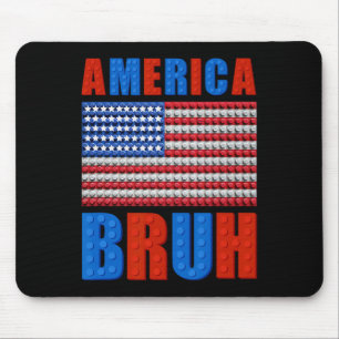 Tapis De Souris Amérique Bruh Bâtiment de briques Drapeau 4 juille