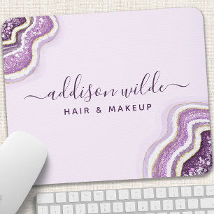 Tapis De Souris Améthyste Violet Paillettes Agate Géode Luxe Chic