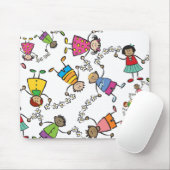 Tapis De Souris Amis heureux mignons d'enfants de bande dessinée (Avec souris)