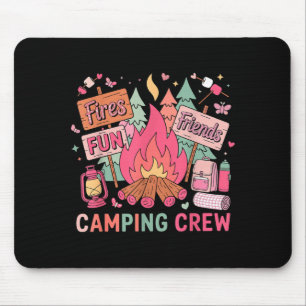 Tapis De Souris Amis Rétro Allument un Feu de Camp Rose Équipe de