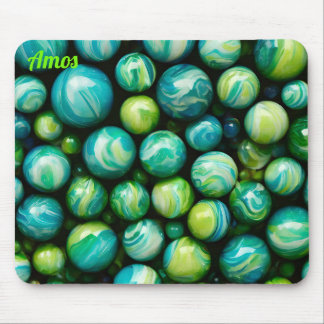 Tapis De Souris AMOS ~ Zany Nuances de Vert et de Bleu ~ Marbres ~