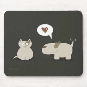 Tapis De Souris Amour À La Première Vue Mignonne Chat Chien