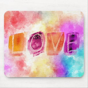 Tapis De Souris Amour Abstrait Coloré Moderne à l'Aquarelle
