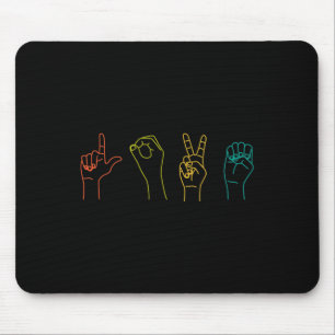 Tapis De Souris Amour Alphabet en langue des signes ASL Gif de la 