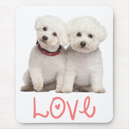 Tapis De Souris Amour Bichon Frise Chien Chien Coquelicot Ordinate (Devant)