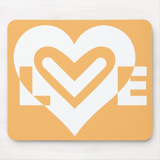 Tapis De Souris Amour blanc et orange (Devant)