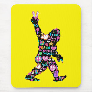 Tapis De Souris Amour de la paix Bigfoot Hippie Drôle Amateur de B