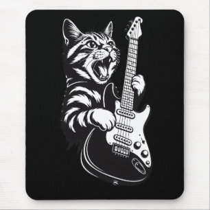 Tapis De Souris Amour de musique cool   Chat rock jouant de la gui