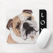 Tapis De Souris Amour English Bulldog Aquarelle Peinture Mousepad (Avec souris)