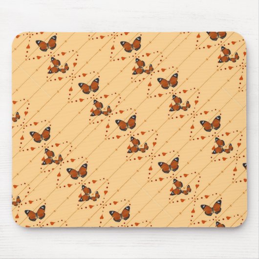 Tapis De Souris Amour et papillons en orange (Devant)